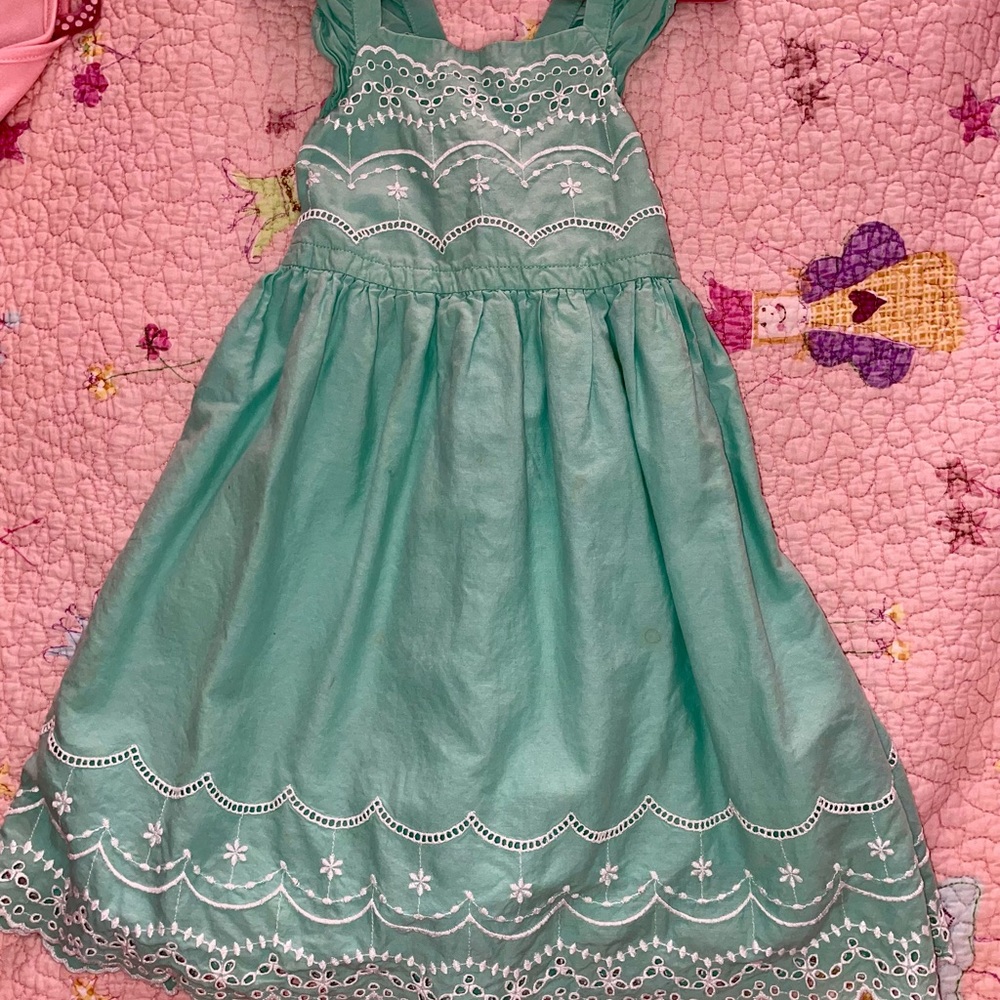 4T Cat &Jack Charming Embroidered Green Kids Dress